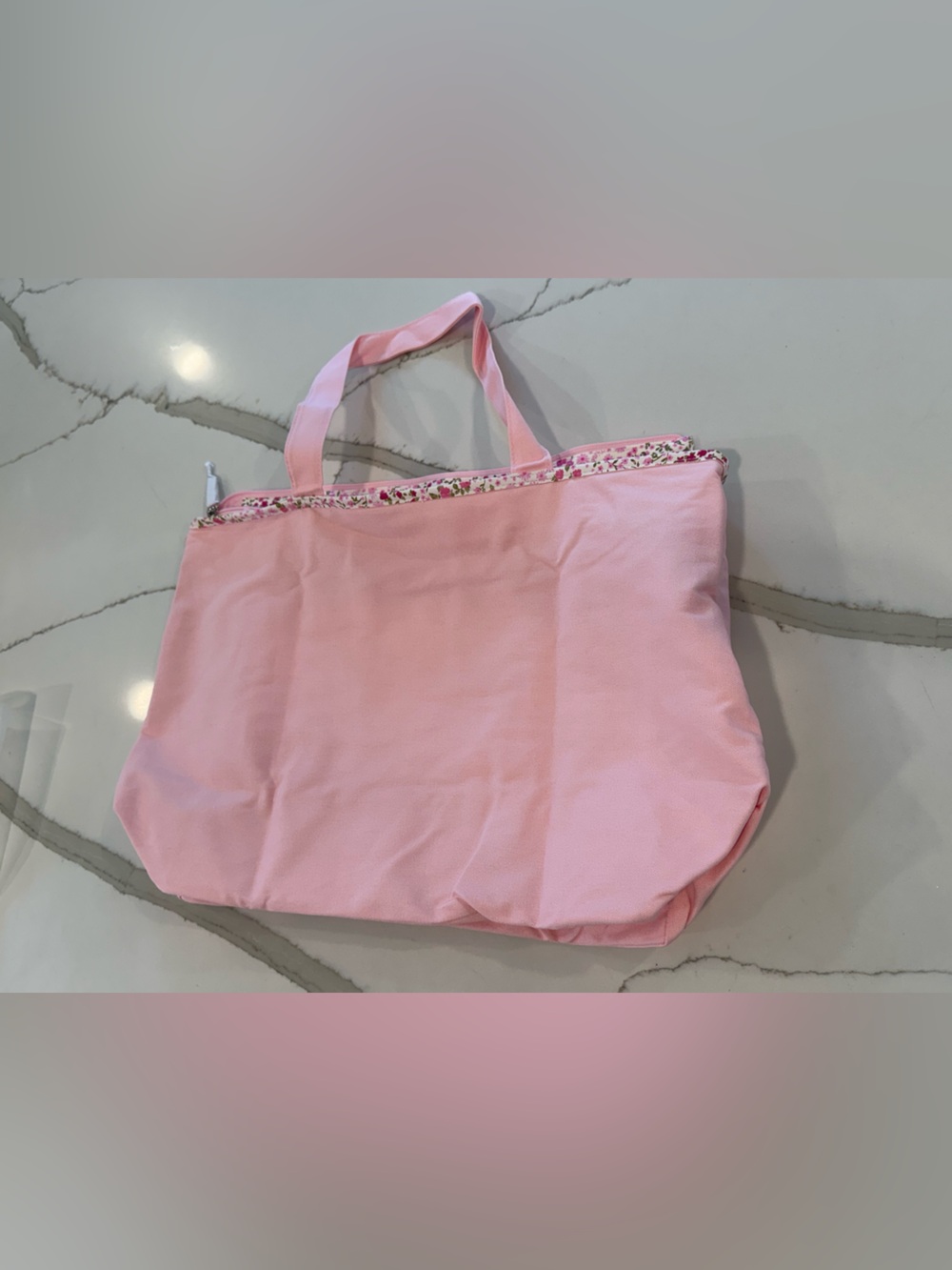 PINK Victoria's Secret Light Pink Embroidered Floral Tote - Picture 7 of 9